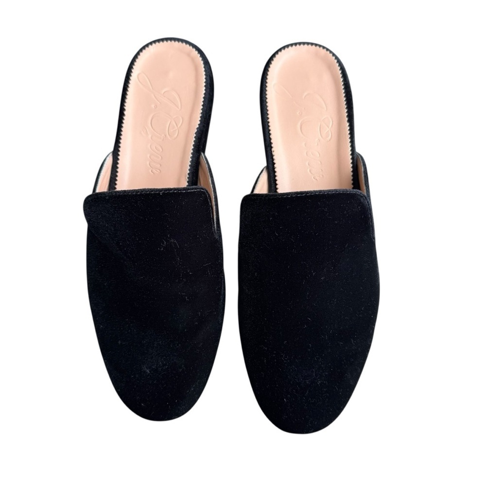 J.Crew - Black Velvet Slip-On Mule Flats Sz 9.5